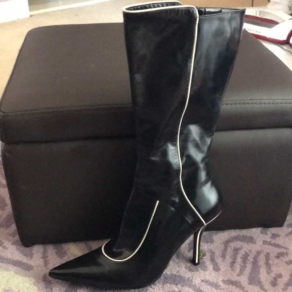 Black/White Heel Boots